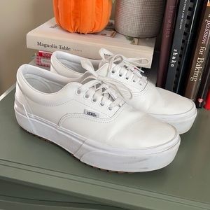 White leather Stacked Vans